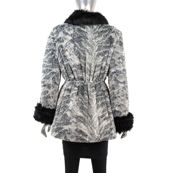 Dennis Basso Gray Faux Fur Coat- Size M-L