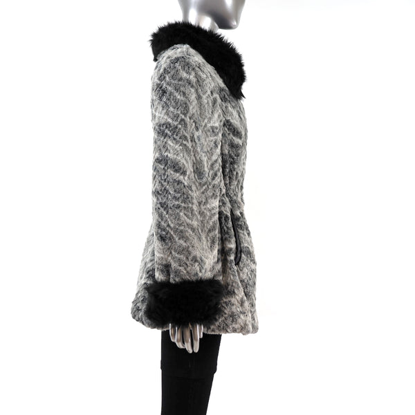 Dennis Basso Gray Faux Fur Coat- Size M-L