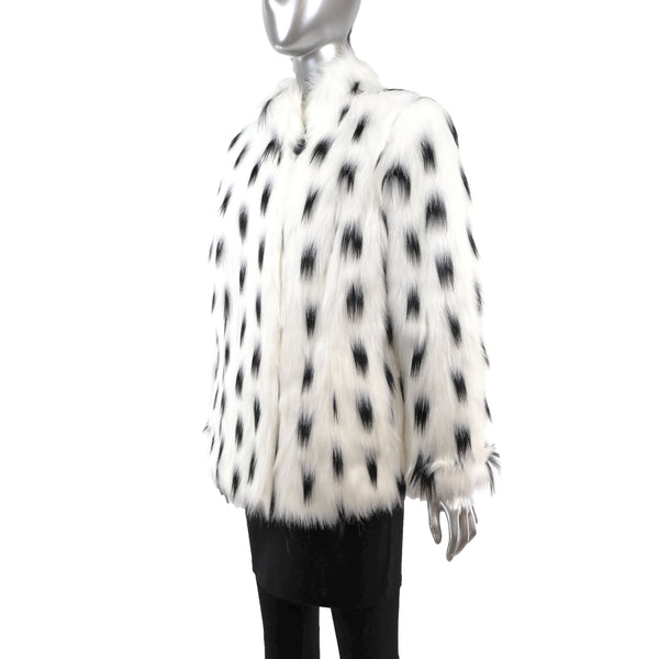 Dennis Basso Spotted Faux Fur Jacket- Size M