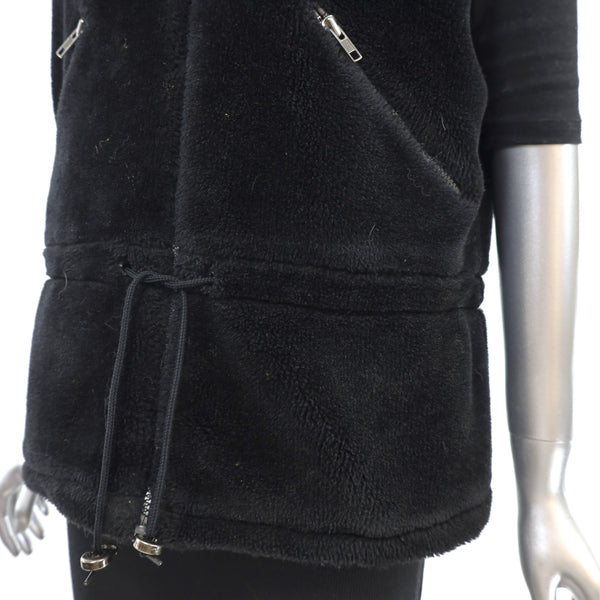 Black Zip Up Faux Fur Vest- Size M