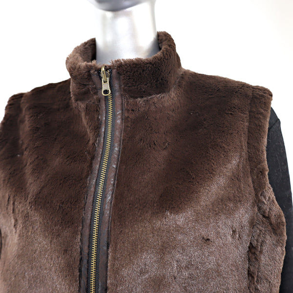 Faux Fur Reversible Vest- Size S