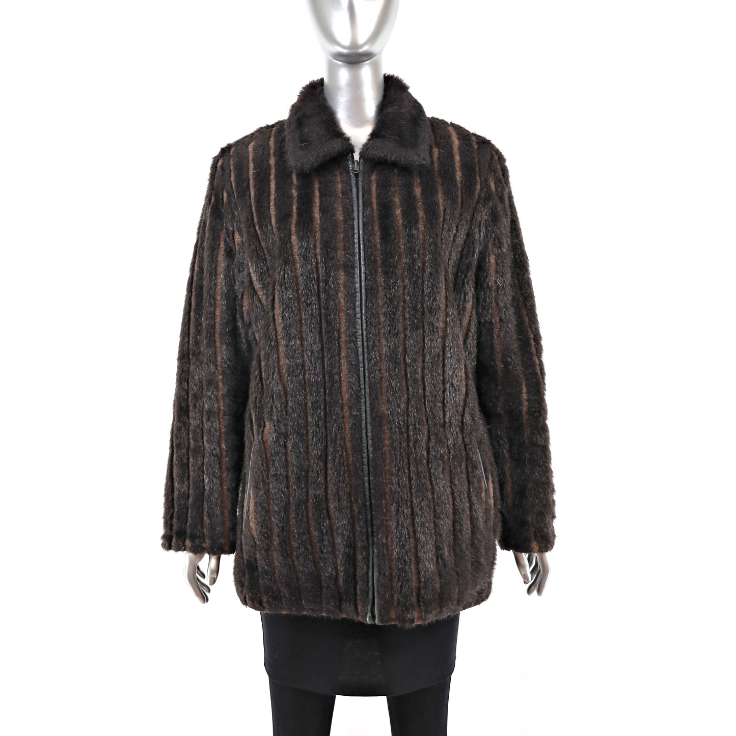 Faux Fur Jacket Reversible to Leather- Size M