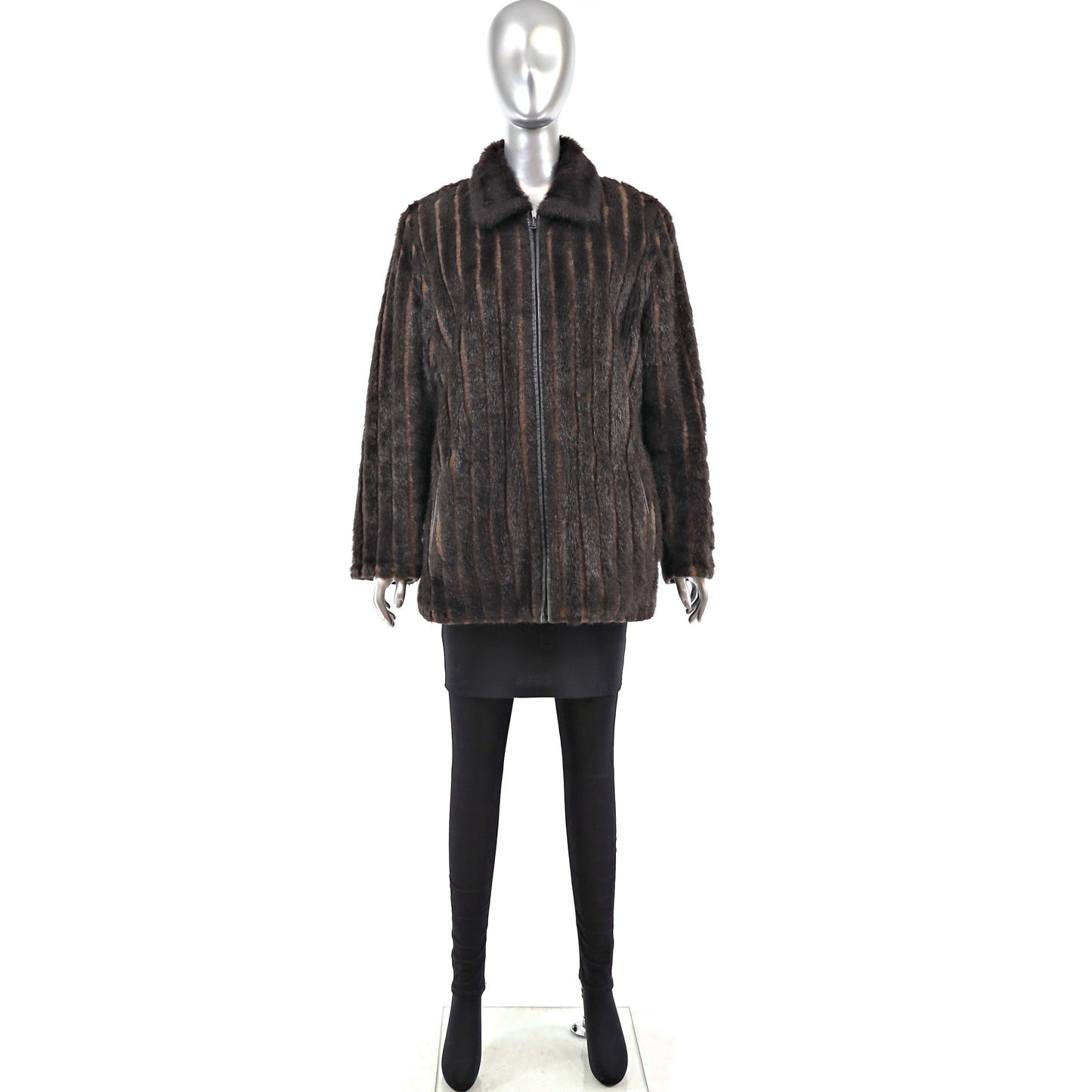 Faux Fur Jacket Reversible to Leather- Size M