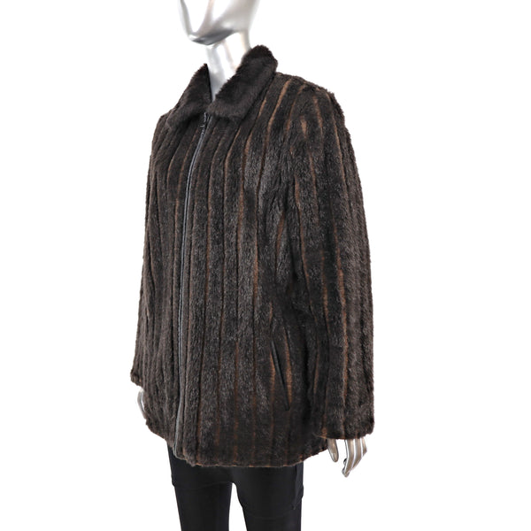 Faux Fur Jacket Reversible to Leather- Size M-L