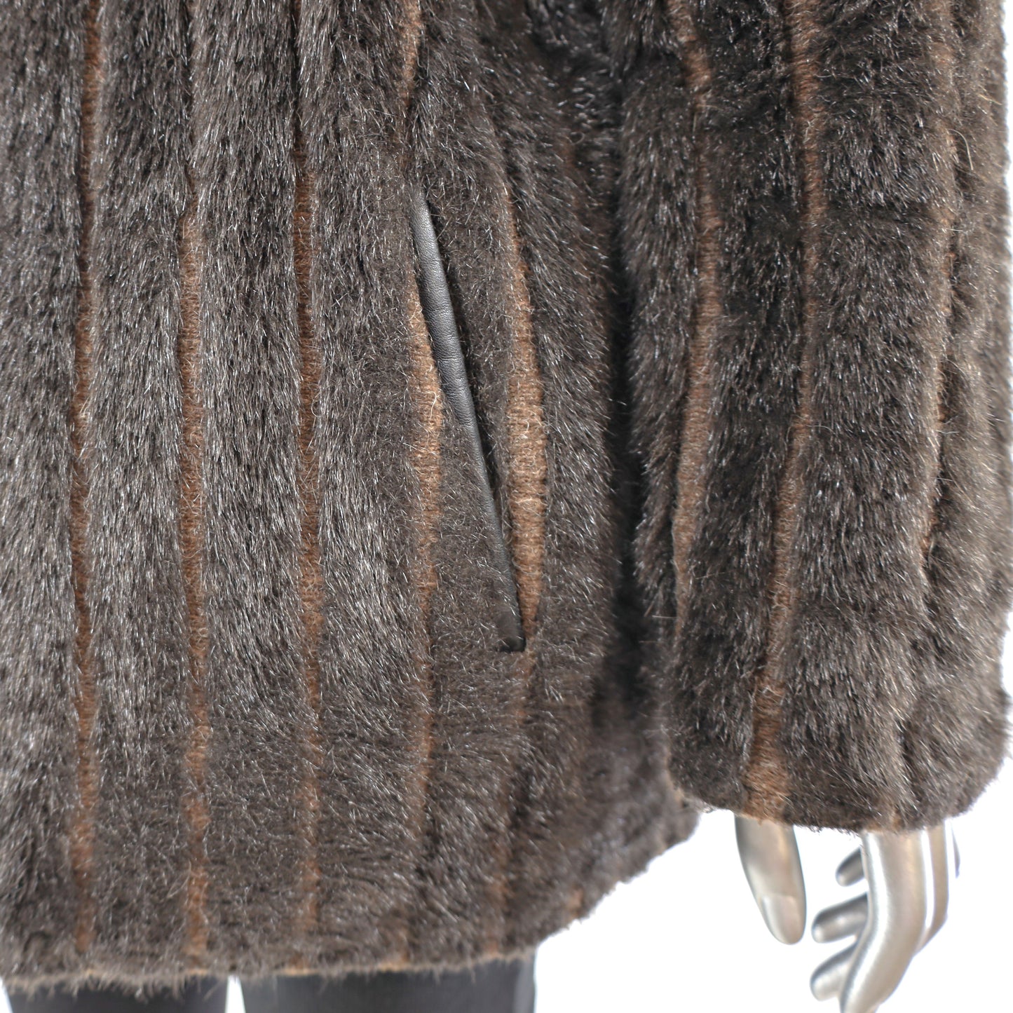 Faux Fur Jacket Reversible to Leather- Size M