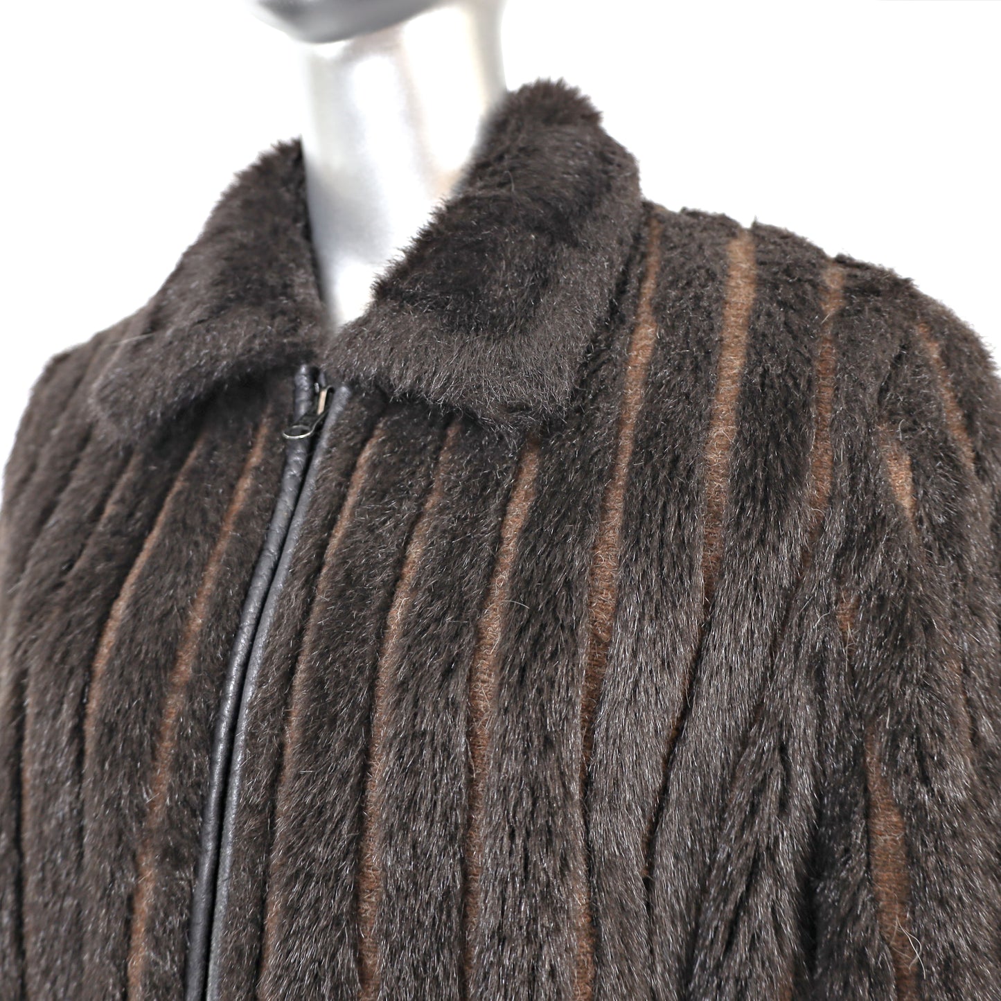 Faux Fur Jacket Reversible to Leather- Size M
