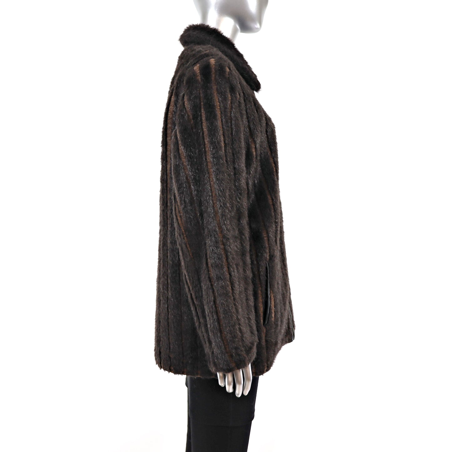 Faux Fur Jacket Reversible to Leather- Size M