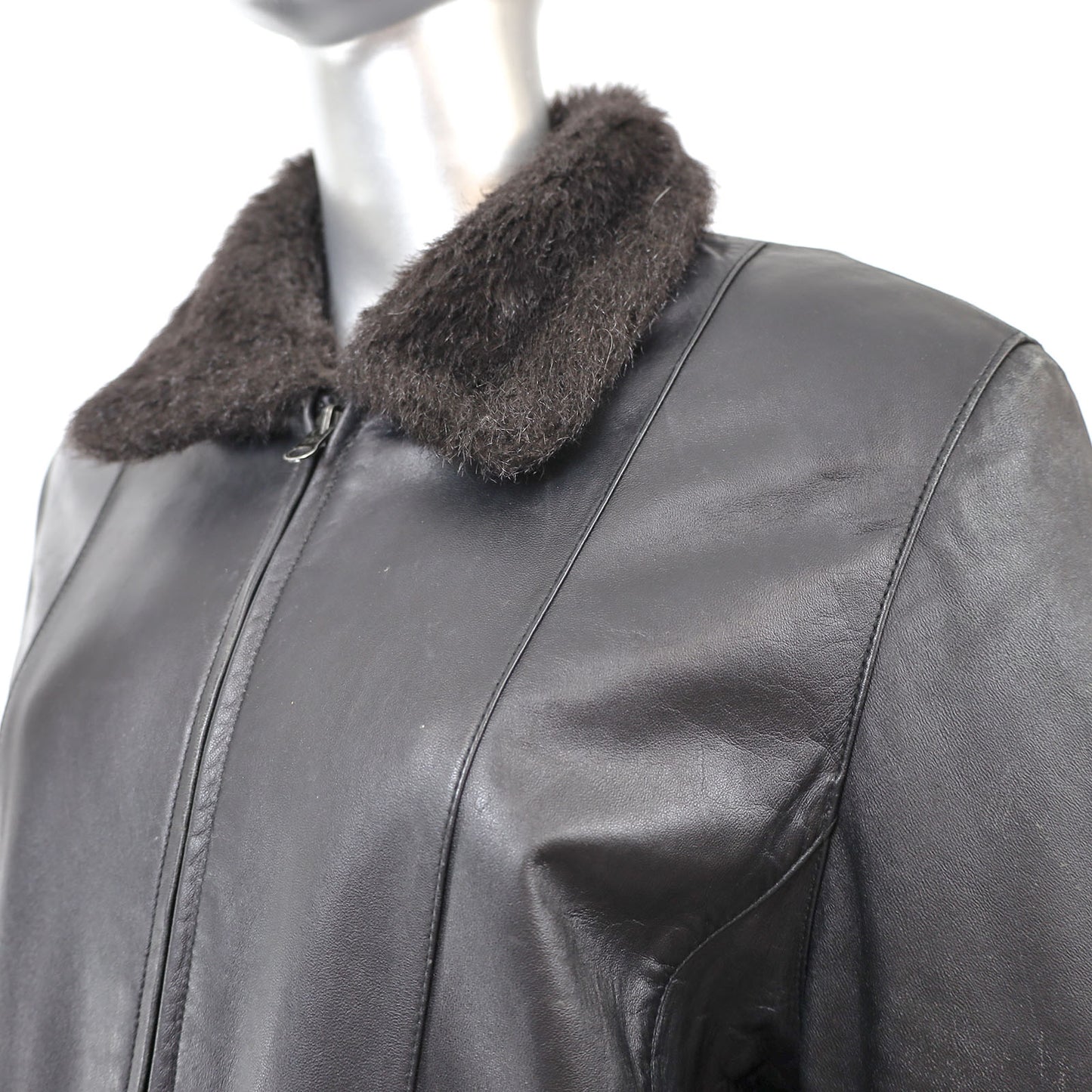 Faux Fur Jacket Reversible to Leather- Size M