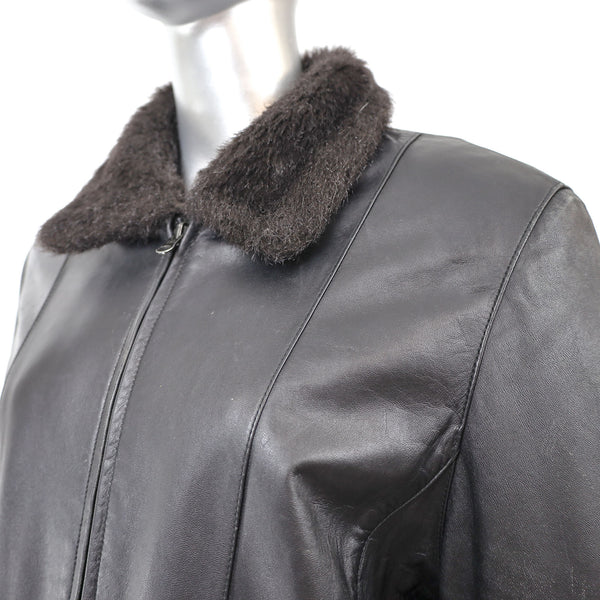 Faux Fur Jacket Reversible to Leather- Size M-L