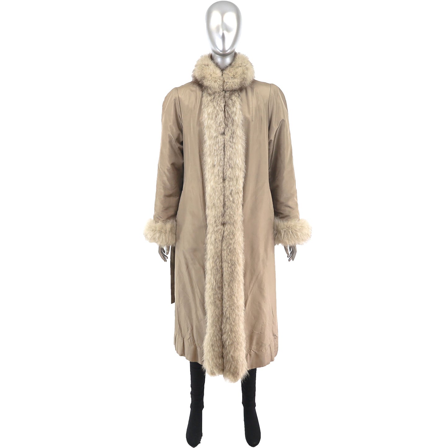 Micro Fiber Rain Coat with Fox Trim- Size M