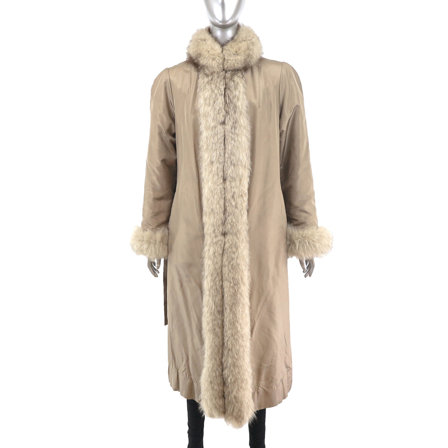 Micro Fiber Rain Coat with Fox Trim- Size M