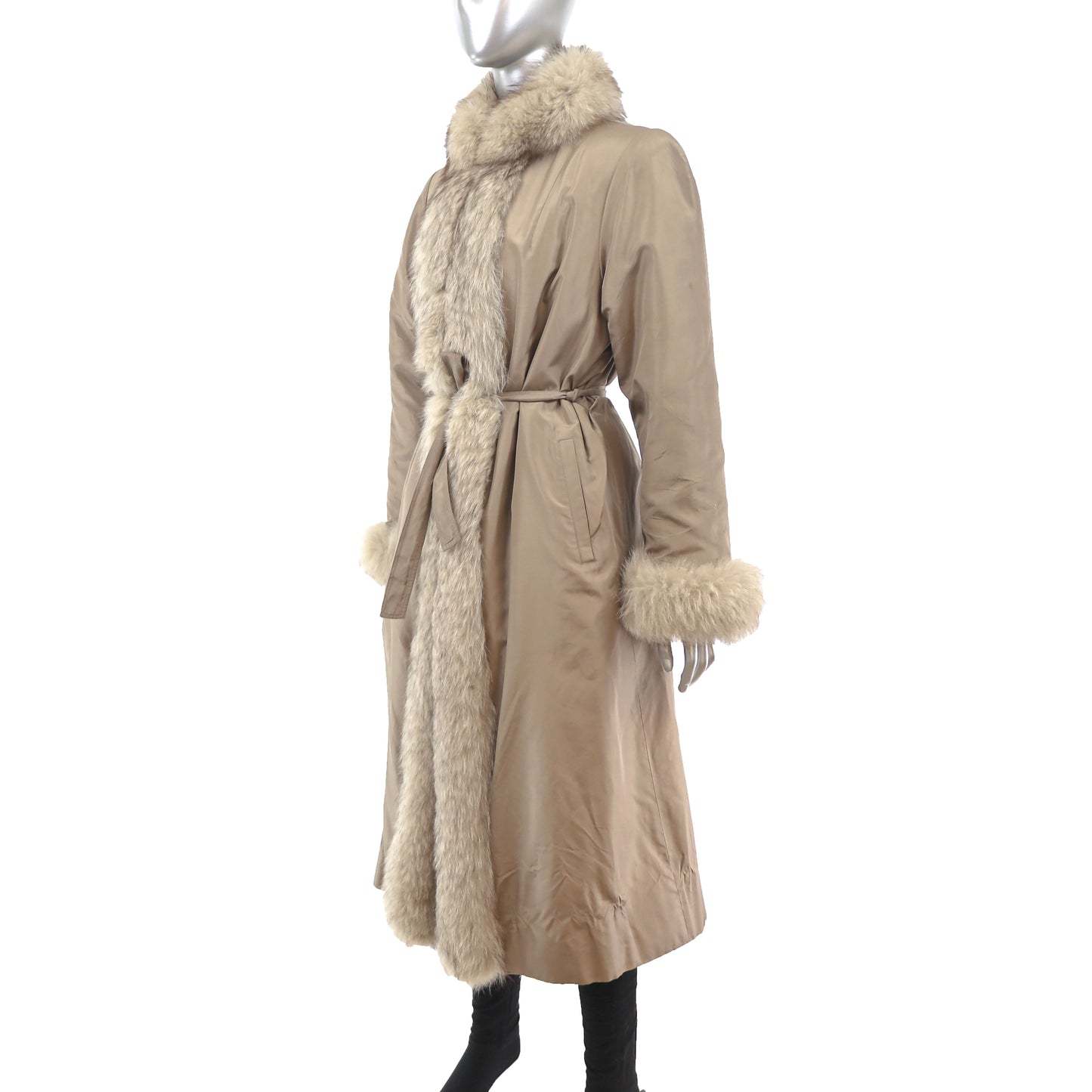 Micro Fiber Rain Coat with Fox Trim- Size M
