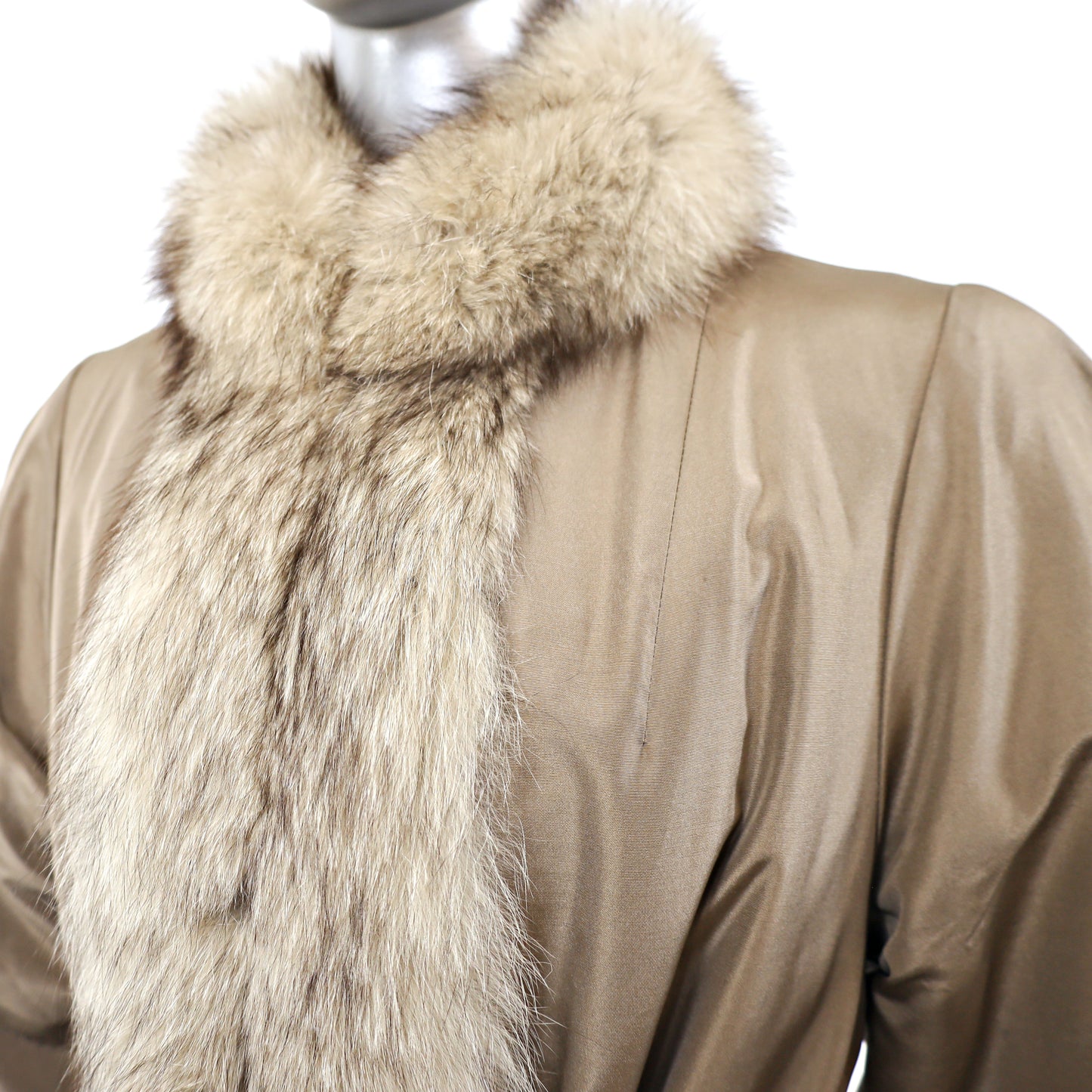 Micro Fiber Rain Coat with Fox Trim- Size M