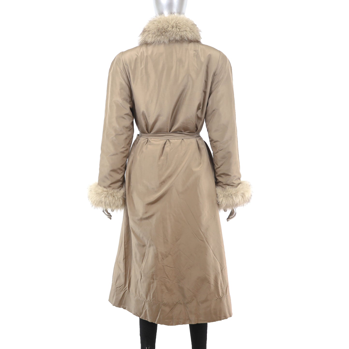 Micro Fiber Rain Coat with Fox Trim- Size M