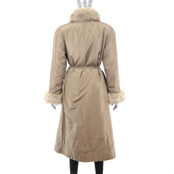 Micro Fiber Rain Coat with Fox Trim- Size M
