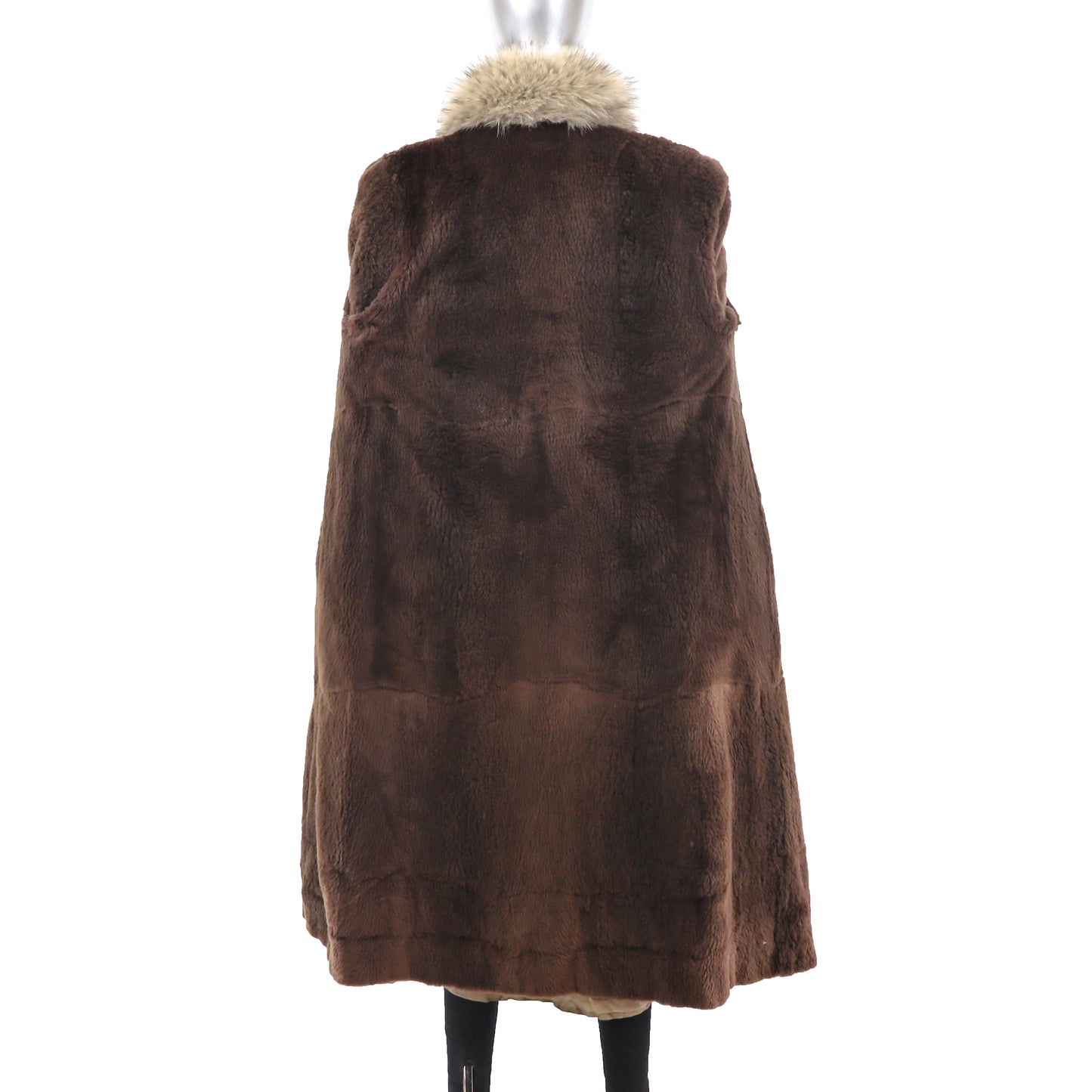 Micro Fiber Rain Coat with Fox Trim- Size M