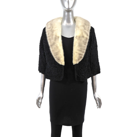 Fiber Jacket with Removable Mink Collar- Size S