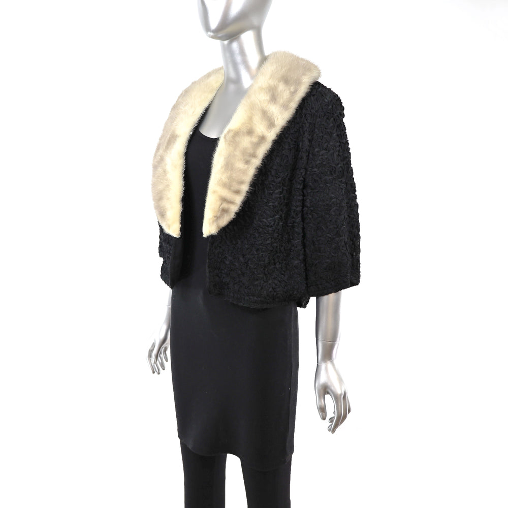 Fiber Jacket with Removable Mink Collar- Size S