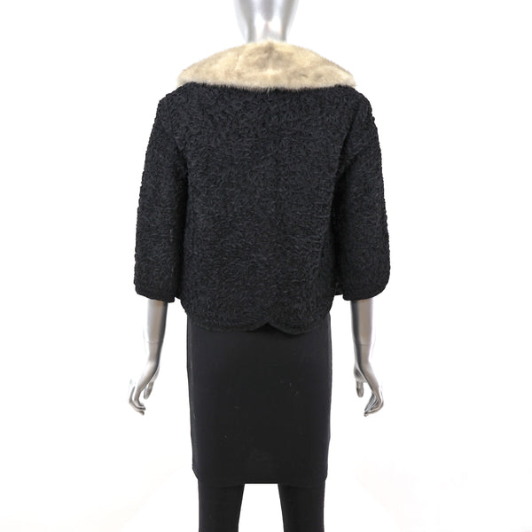 Fiber Jacket with Removable Mink Collar- Size S