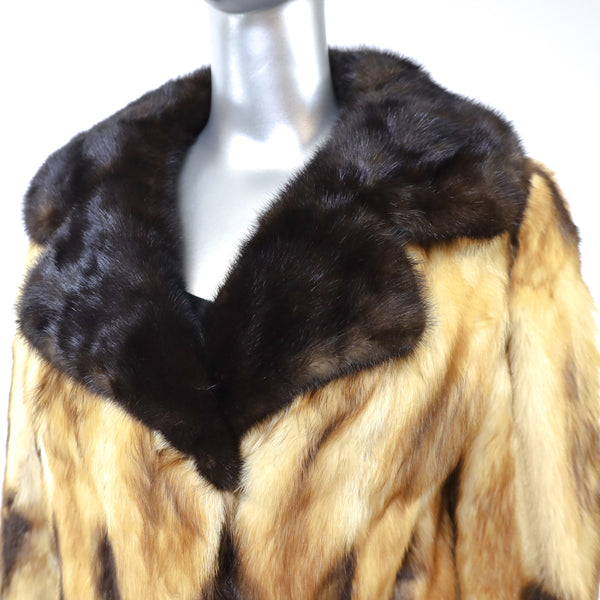 Fitch Coat with Mink Collar- Size S