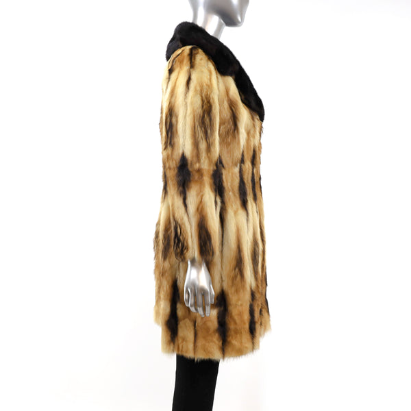 Fitch Coat with Mink Collar- Size S