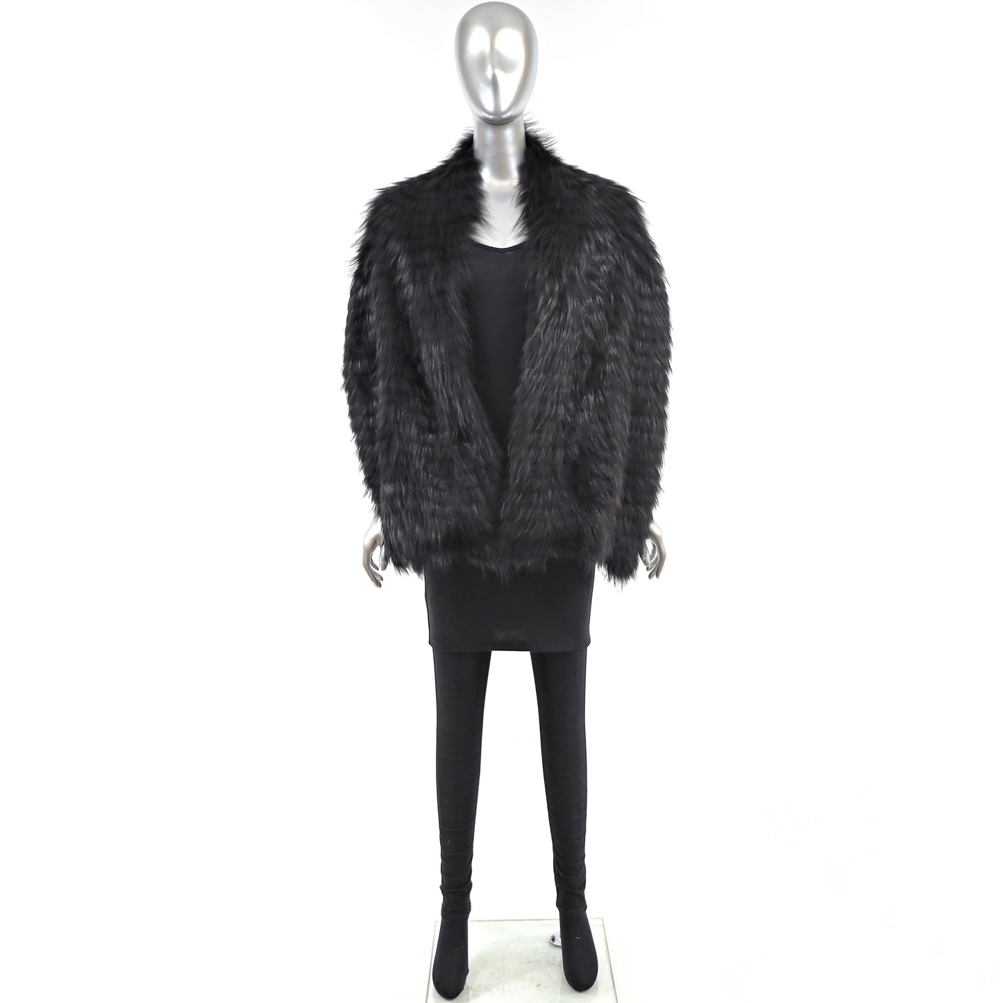David Goodman Black Feathered Fox Stole- Size Free