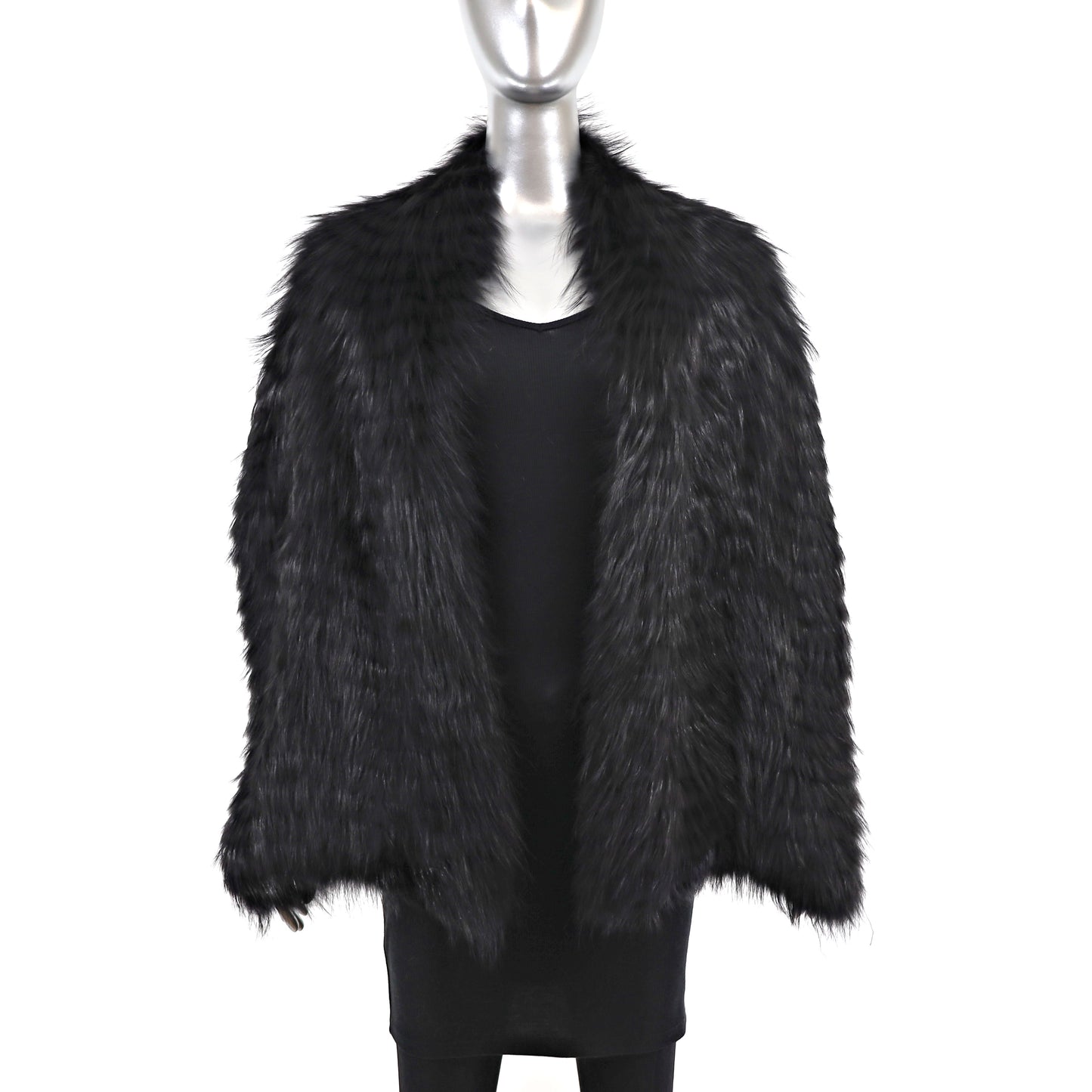 David Goodman Black Feathered Fox Stole- Size Free