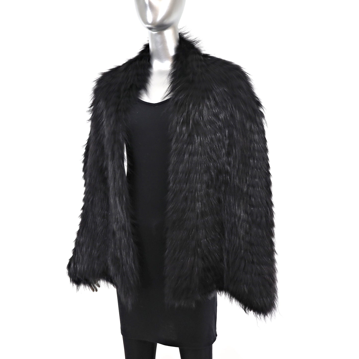 David Goodman Black Feathered Fox Stole- Size Free