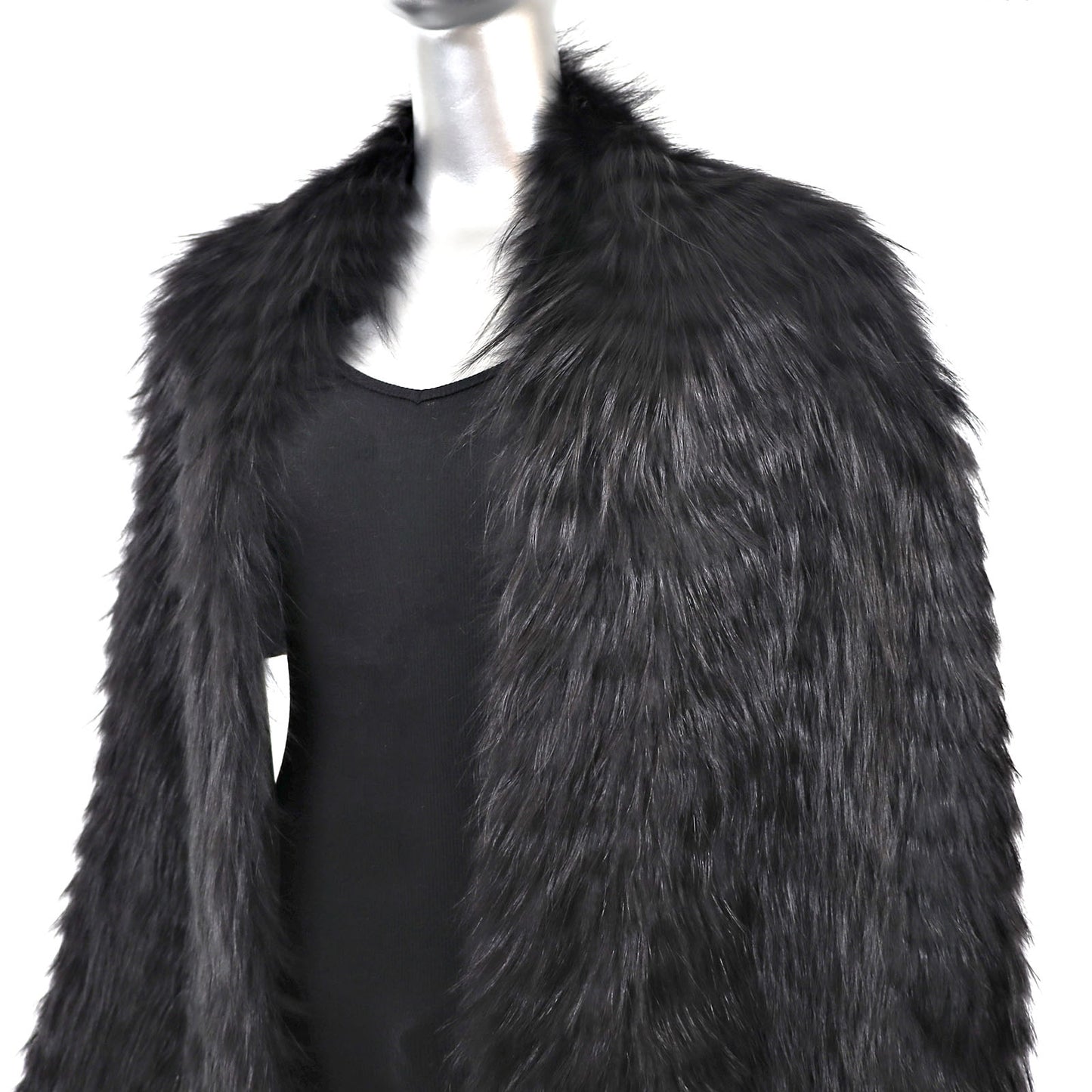David Goodman Black Feathered Fox Stole- Size Free