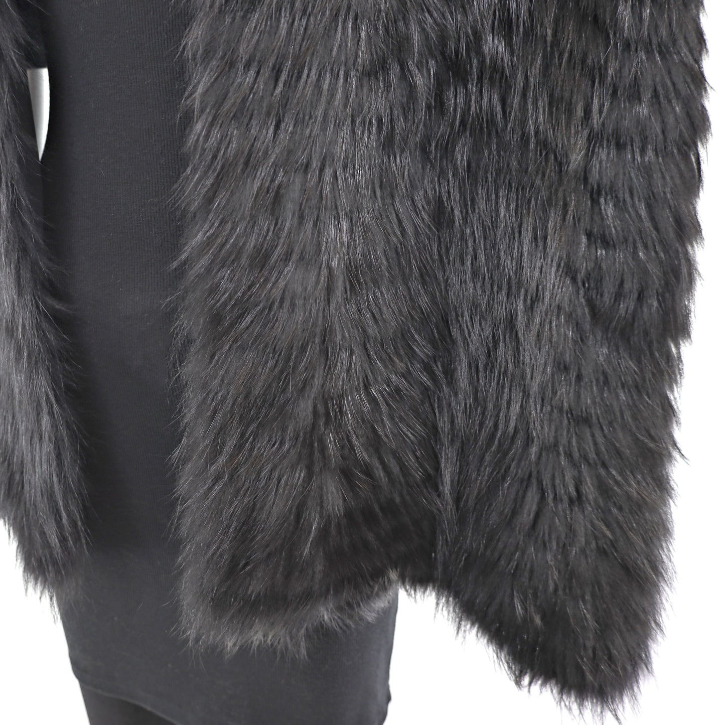 David Goodman Black Feathered Fox Stole- Size Free