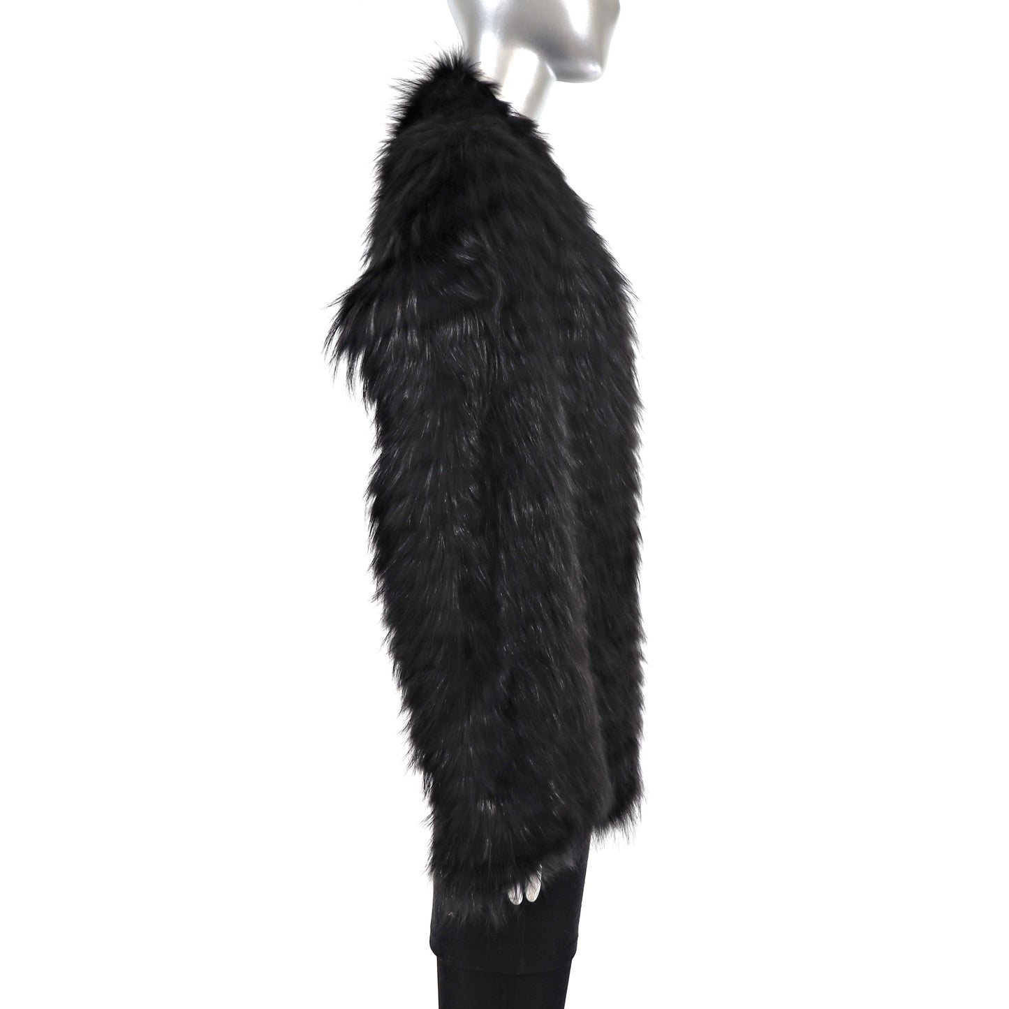 David Goodman Black Feathered Fox Stole- Size Free
