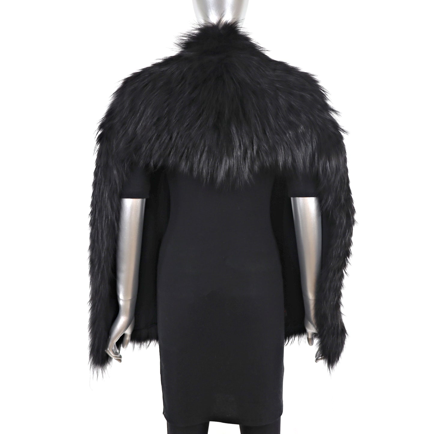 David Goodman Black Feathered Fox Stole- Size Free