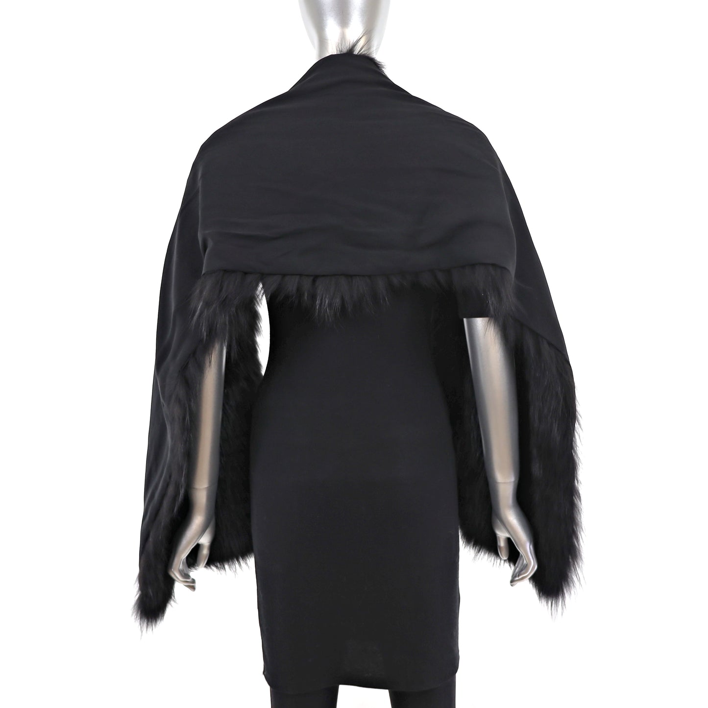 David Goodman Black Feathered Fox Stole- Size Free