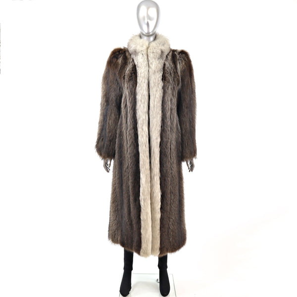 Raccoon Coat with Fox Tuxedo- Size S