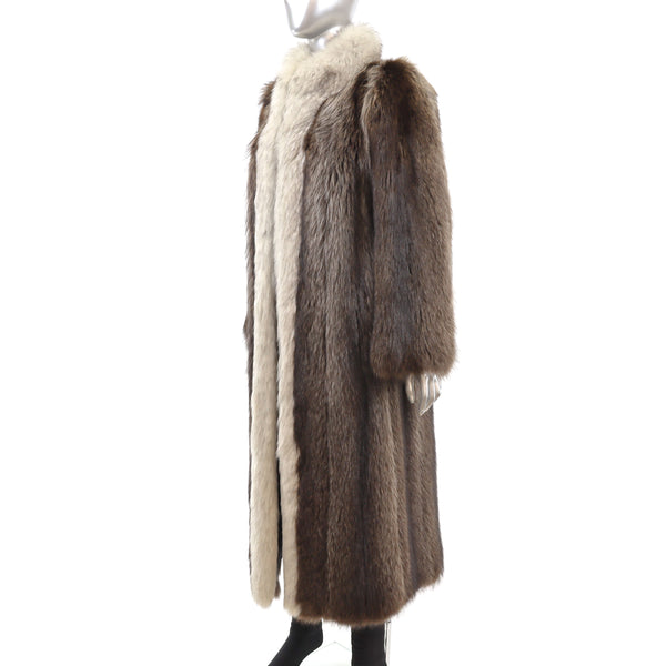 Raccoon Coat with Fox Tuxedo- Size S