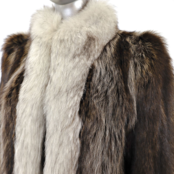 Raccoon Coat with Fox Tuxedo- Size S