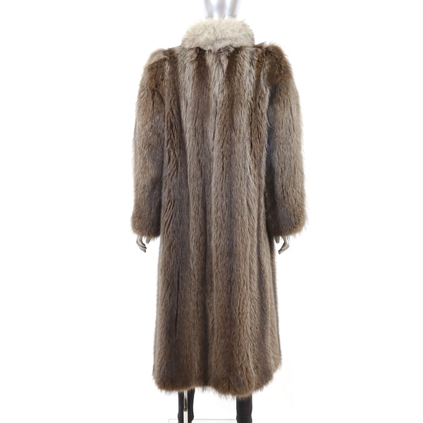 Raccoon Coat with Fox Tuxedo- Size S