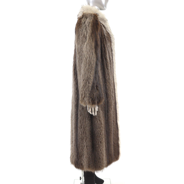 Raccoon Coat with Fox Tuxedo- Size S