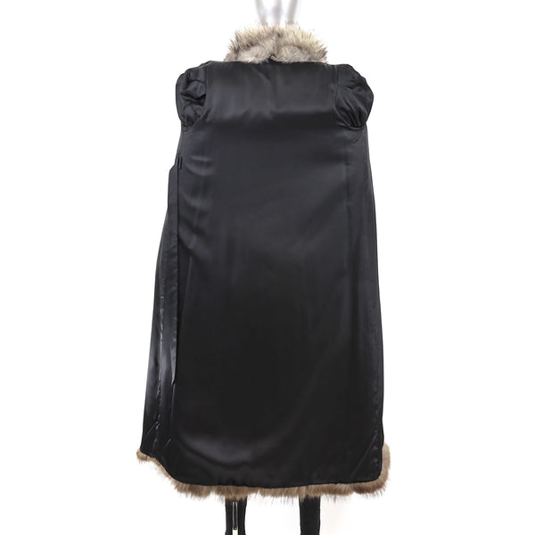 Raccoon Coat with Fox Tuxedo- Size S