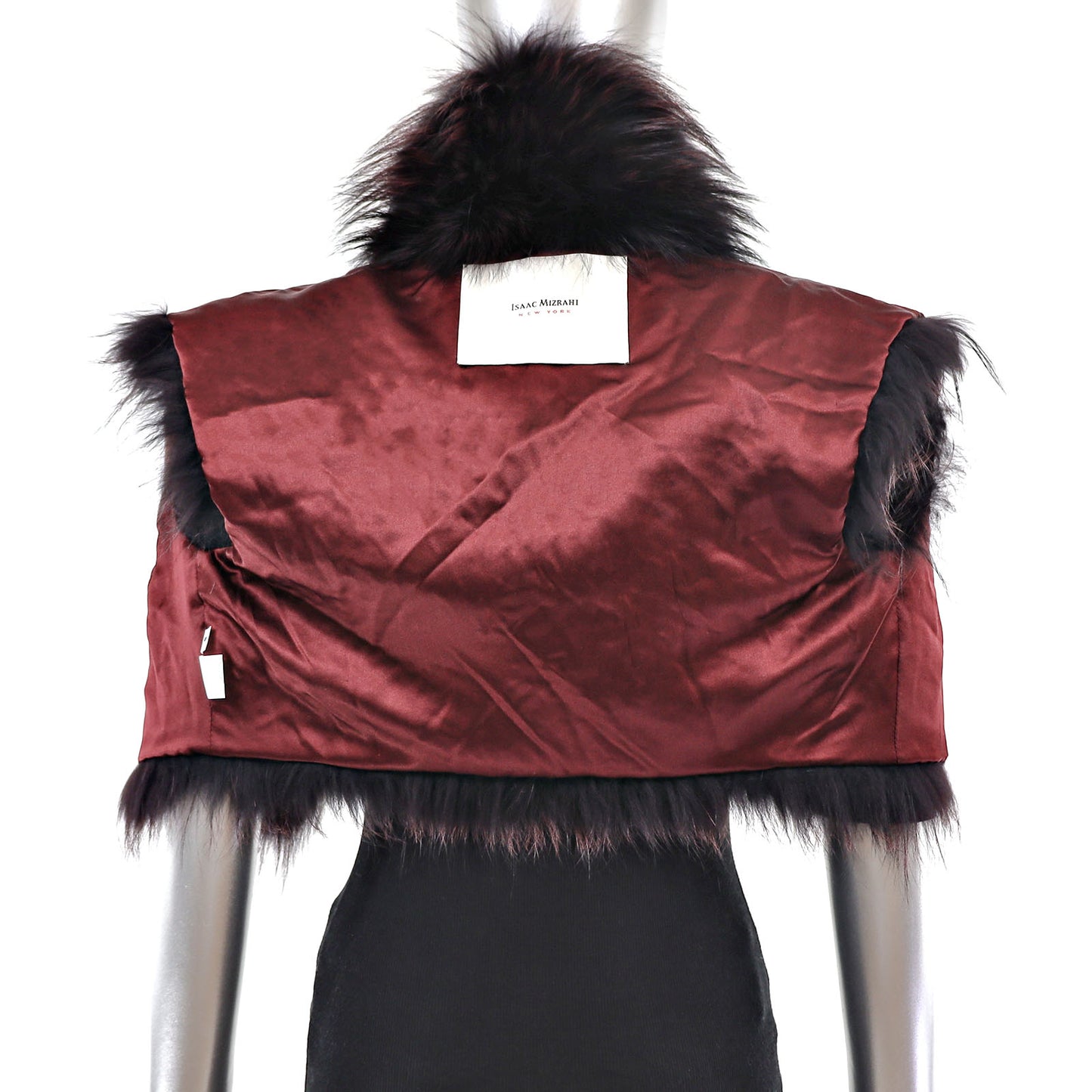 Burgundy Isaac Mizrahi Burgundy Fox Feathered Vest- Size XS