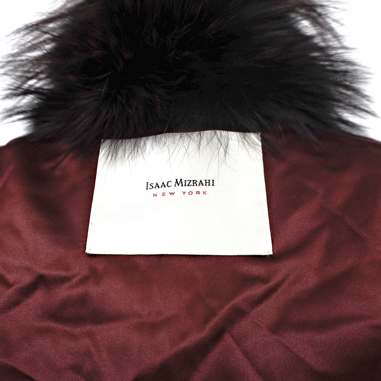 Burgundy Isaac Mizrahi Burgundy Fox Feathered Vest- Size XS