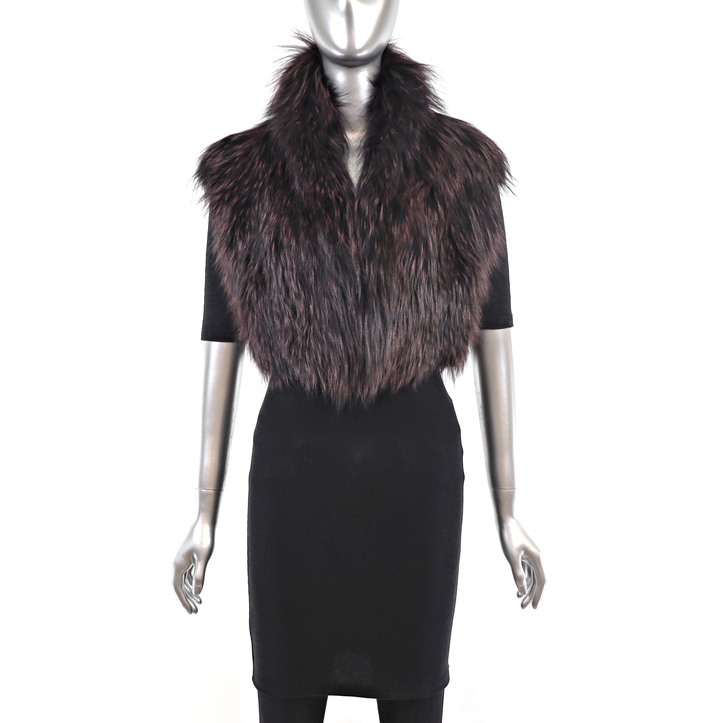 Burgundy Isaac Mizrahi Burgundy Fox Feathered Vest- Size XS