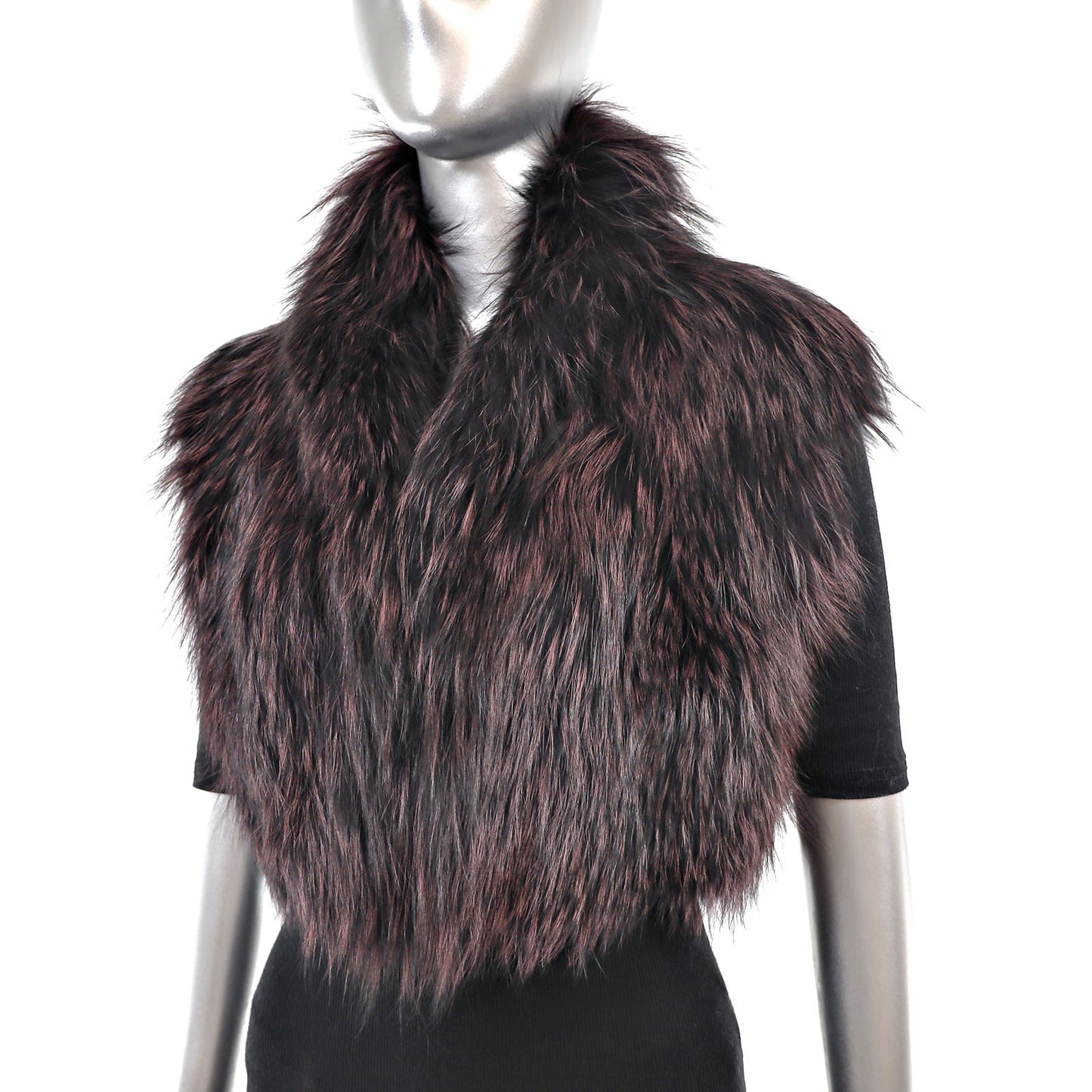Burgundy Isaac Mizrahi Burgundy Fox Feathered Vest- Size XS