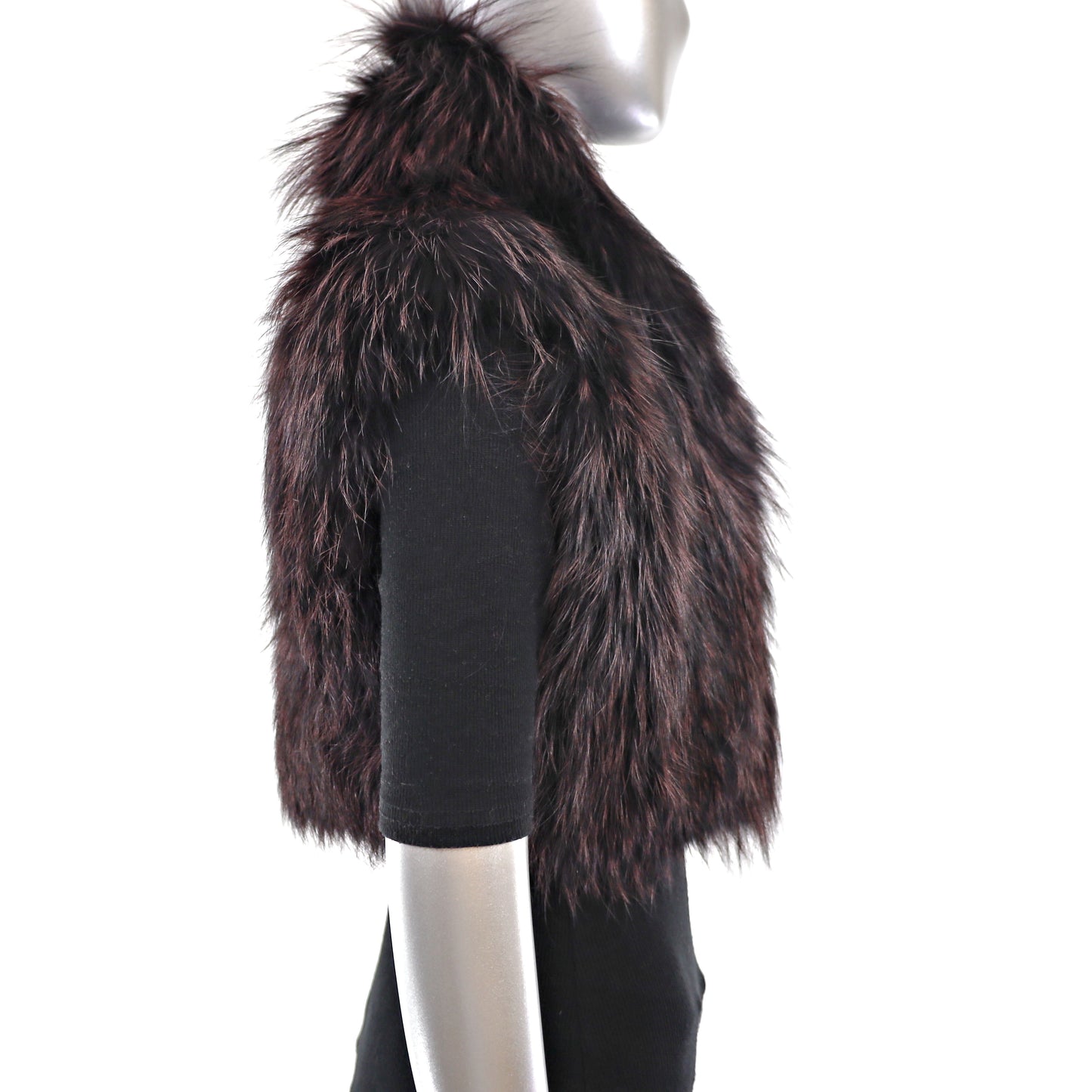 Burgundy Isaac Mizrahi Burgundy Fox Feathered Vest- Size XS