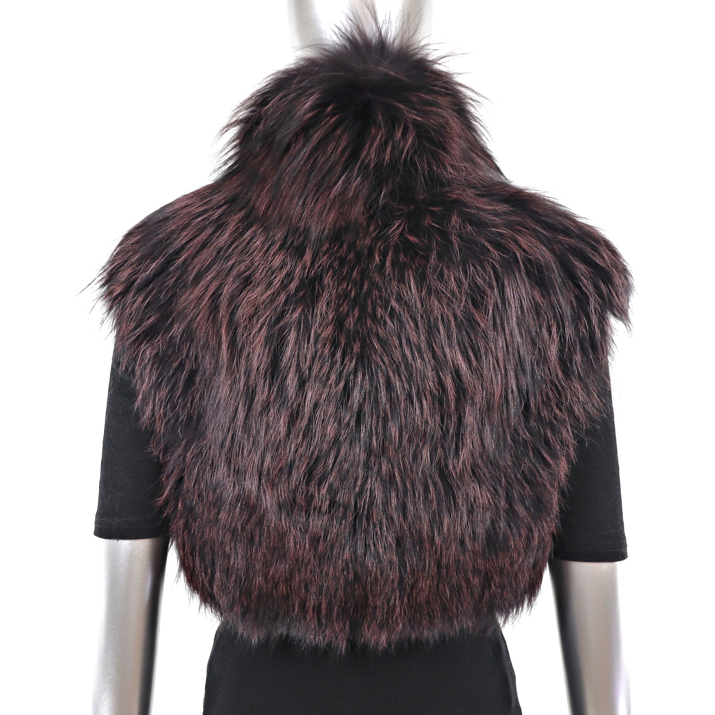 Burgundy Isaac Mizrahi Burgundy Fox Feathered Vest- Size XS