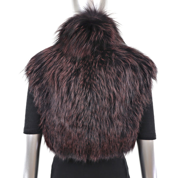 Isaac Mizrahi Burgundy Fox Feathered Vest- Size XS-S