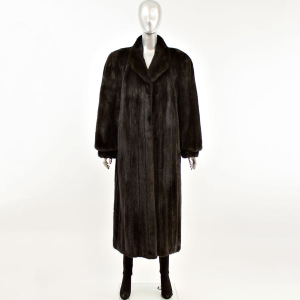 Full Length Ranch Mink Coat- Size L (Vintage Furs)