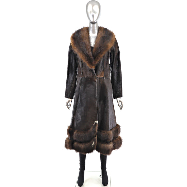 Goat Coat with Leather Insert- Size S