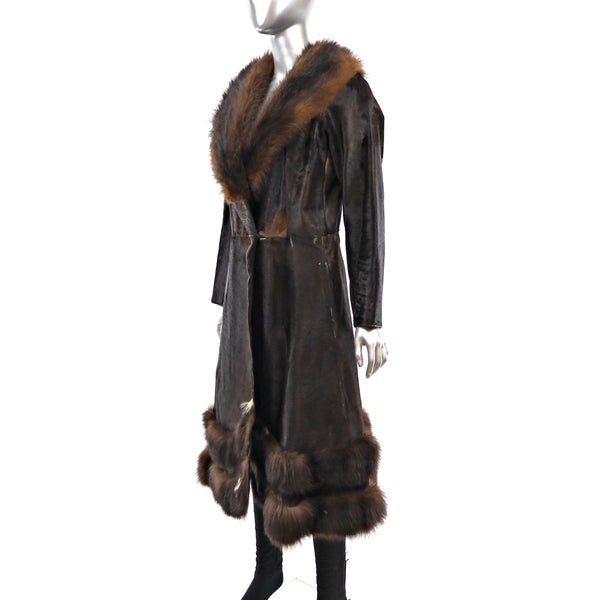 Goat Coat with Leather Insert- Size S