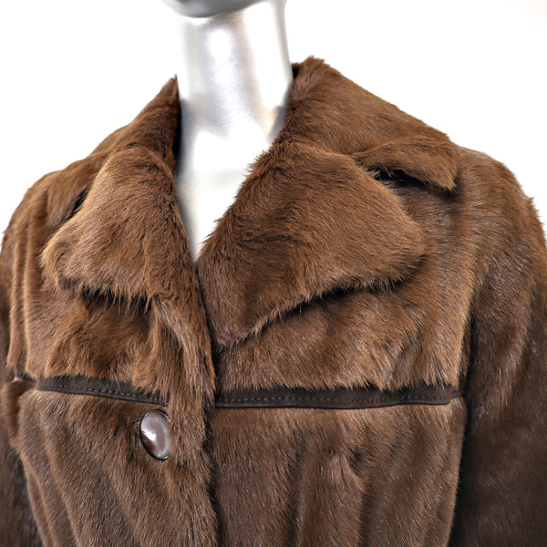 Goat Skin Coat With Leather Belt Fur Size S-M